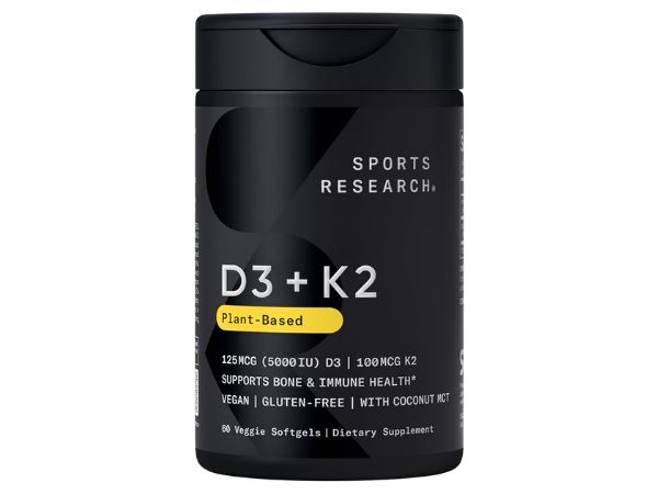 Sports Research® Vegan Vitamin D3 + K2 wCoconut Oil